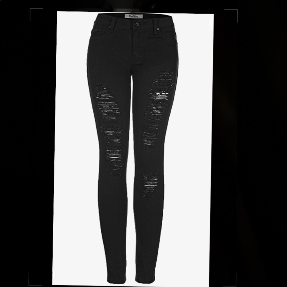 Women’s Mid-rise Black Ripped Skinny Jeans